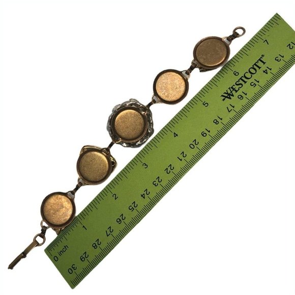 Vintage Earring Bracelet Pearl, Rhinestone, Bold Gold Setting - Picture 6 of 7